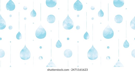 Rain drops seamless pattern. Watercolor water drops beautiful pattern.