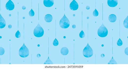 Rain drops seamless pattern. Watercolor water drops beautiful pattern.