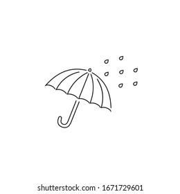 Rain drops umbrella line icon. Vector