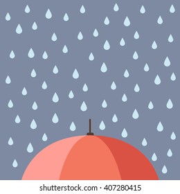 Rain drops with umbrella. Vector Illustration