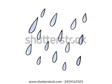 Rain drops watercolor doodle element. Vector illustration.