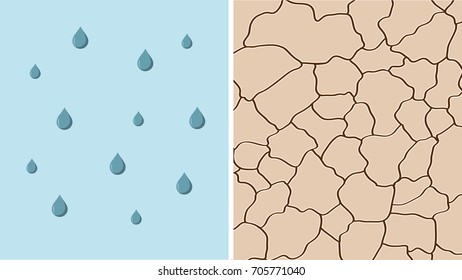 rain and drought contrast global warming flat design