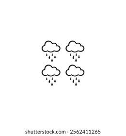 Rain element, cute weather clipart vector on grey background
