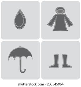 rain elements icons set on white background 