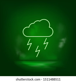 Rain, energy, lighting neon vector icon. Save the world, green neon.