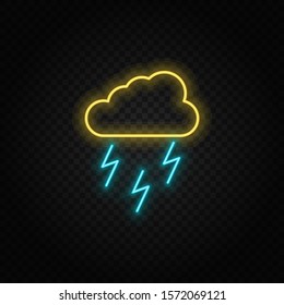 rain, energy, lighting neon vector icon. Blue and yellow neon vector icon.