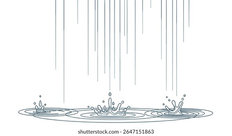 Rain Falling Creates Ripples in the Water