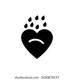 Rain Falling on Heart Representing Sorrow and Emotional Healing
