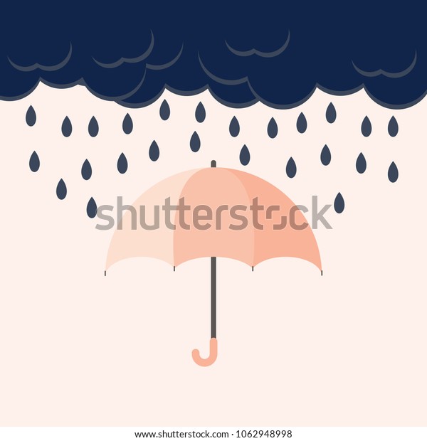 Rain Falling On Pink Umbrella Cartoon Stock Vector (Royalty Free ...