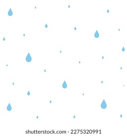 Rain, falling raindrops. Vector Illustration for printing, backgrounds, covers and packaging. Image can be used for greeting cards, posters, stickers and textile. Isolated on white background.