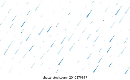 rain with falling water drops on white background