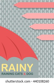 The Rain Falls On The Red Umbrella Background - Vector