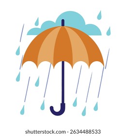 rain falls on the umbrella 