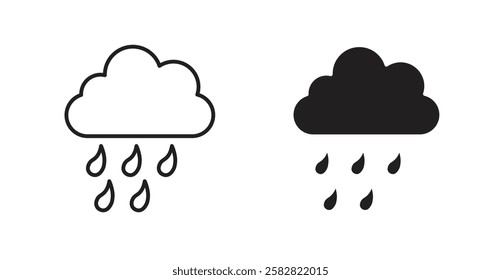 Rain filled and outlined icons vectors on white background