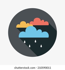 rain flat icon with long shadow