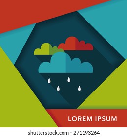 rain flat icon with long shadow,eps10