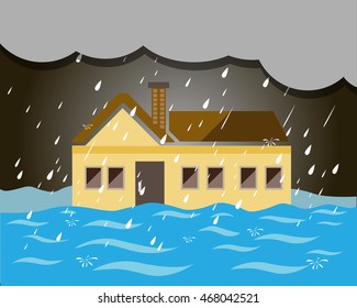 Rain and flood concept illustration