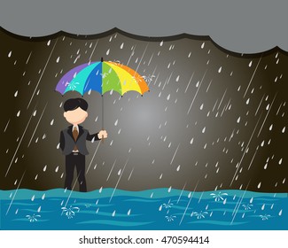 Rain and flood concept illustration