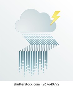 Rain Flood Graphic Vector illustration with dark cloud in wet day, minimal style