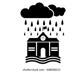 Rain and flood  ,school vector