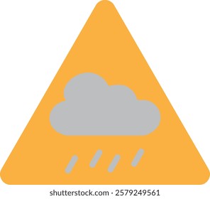 Rain and fog warning sign. Weather. Storm. Rain icon. Bad weather concept, cloud, lightning, raindrops. Storm warning. Vector illustration.