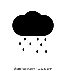 Rain forecast outline vector icon. Heavy clouds. Cloudiness. Overcast. Nebulosity. Misty. Water drops. Flat simple line design illustration.