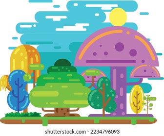 Bosque de lluvia con ilustración de diseño plano