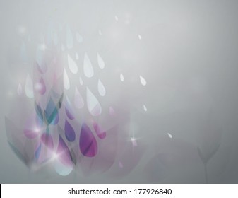 Rain in the garden / Fairy floral background with raindrops 
