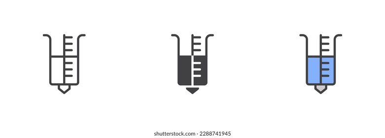 Rain gauge different style icon set. Line, glyph and filled outline colorful version, outline and filled vector sign. Symbol, logo illustration. Vector graphics