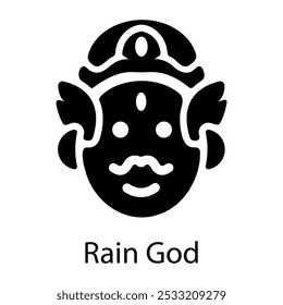 Rain god icon in solid style 