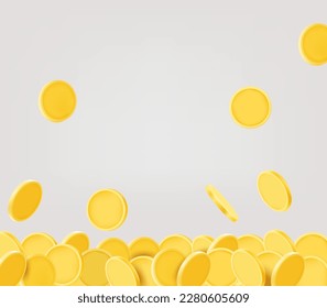 Rain of golden coins. 3d vector illustration 