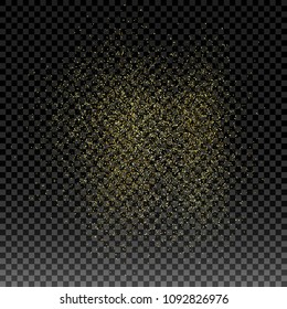Rain Golden. Golden glitter texture on isolated background. An explosion of Golden confetti. Design element. Vector illustration.