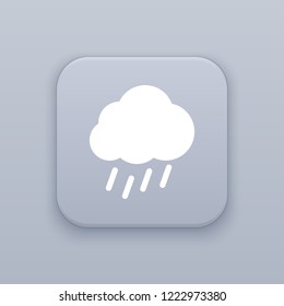 Rain, gray vector button with white icon on gray background