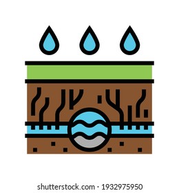 regnereichte Dränage System Farbe Symbol Vektorgrafik. Schild für das Regenbogenentwässerungssystem. einzelne Symbolillustration