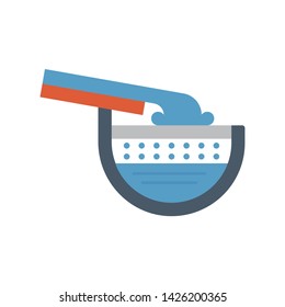 Rain gutter icon with half round shape and water drop. Include gutter guard also called gutter cover or gutter protection made from aluminum or plastic for protection from clogged and reduce cleaning.