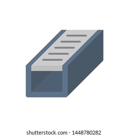Rain gutter icon with square shape. Include gutter guard or gutter cover or gutter protection made from aluminum or plastic for protect and prevent damage, clogged, reduce cleaning and maintenance.