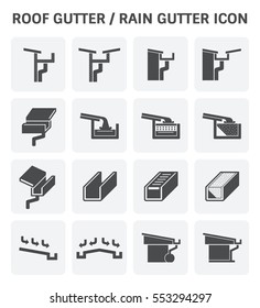 Rain Gutter With Square Box Style Vector Icon.