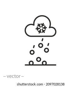 rain with hail icon, storm, forecast weather, thin line symbol