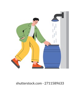 Rain Harvest Vector Flat Illustration EPS 10 file