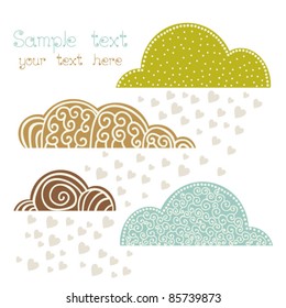 rain of heart with clouds, autumn background