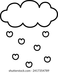 Rain heart falling icon. Heart falling. Outline. Valentine day