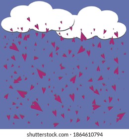 corazón de lluvia rosa fondo de nube azul romanticismo feliz rosa