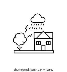 Rain, house, tree, thunder icon. Simple line, outline vector elements of natural disasters icons for ui and ux, website or mobile application