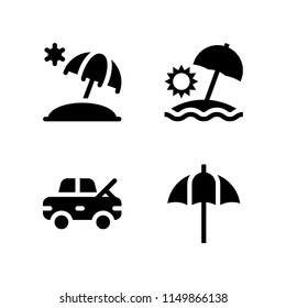rain icon. 4 rain set with damage, sun umbrella and umbrella vector icons for web and mobile app