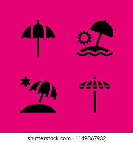 rain icon. 4 rain set with sun umbrella and umbrella vector icons for web and mobile app