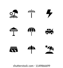 rain icon. 9 rain set with umbrella, damage, storm and wiper vector icons for web and mobile app