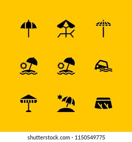 rain icon. 9 rain set with wiper, flood, sun umbrella and umbrella vector icons for web and mobile app