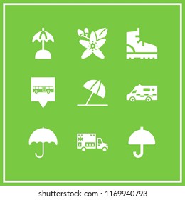rain icon. 9 rain vector set. bus stop location, ambulance, umbrella and neroli icons for web and design about rain theme