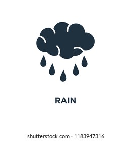 Rain icon. Black filled vector illustration. Rain symbol on white background. Can be used in web and mobile.