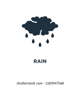 Rain icon. Black filled vector illustration. Rain symbol on white background. Can be used in web and mobile.